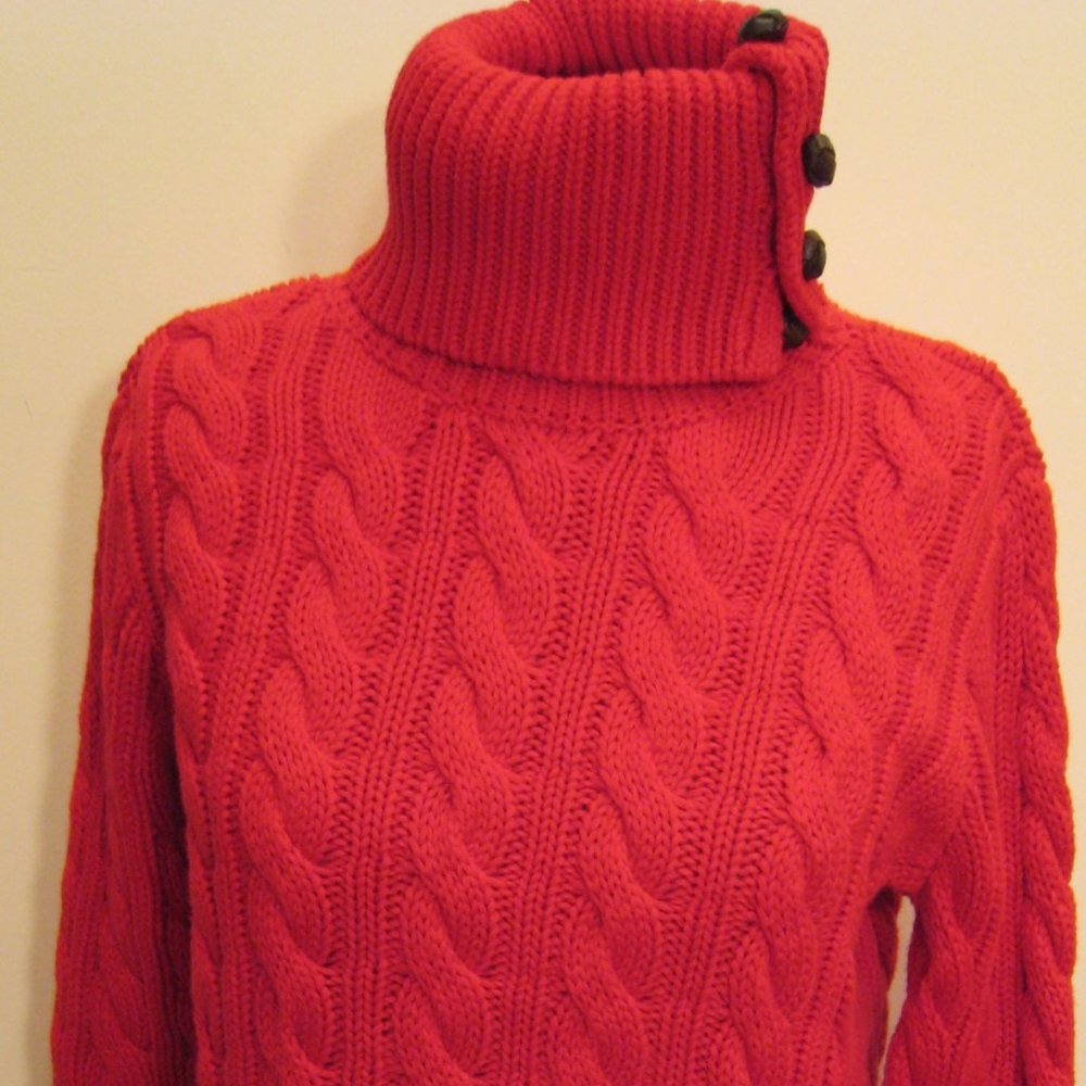 NEW Ralph Lauren Womens Red Turtleneck Sweater M